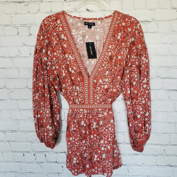 MAX STUDIO Pouffy 3/4 Sleeve Empire Tie Waist Earth Tone Blouse--NWT--L - Picture 5 of 11